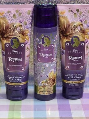 Bath Body Works Disney Princess Rapunzel Hydrating Body Cream & Mist Set 3pc NEW